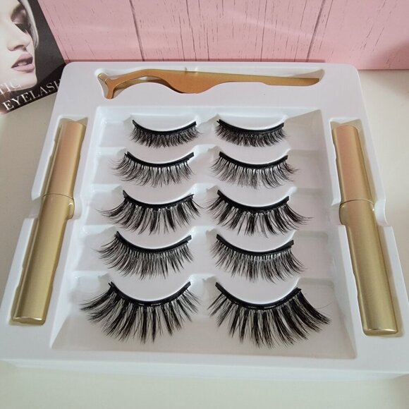 Mele Magnetic Eyelashes with Eyeliner 5 Pair Makeup  Cosmetic NEW Eyelashes - Picture 10 of 10